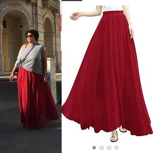 Full/ankle Length Maxi Chiffon Skirt in Wine